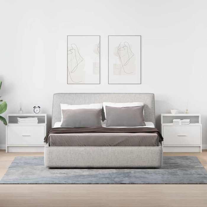 VidaXL Bedside Table with Drawer 2 Pcs White 51x31x47 Cm, Side Table, Bedside Cabinet, Side Table for the 858669