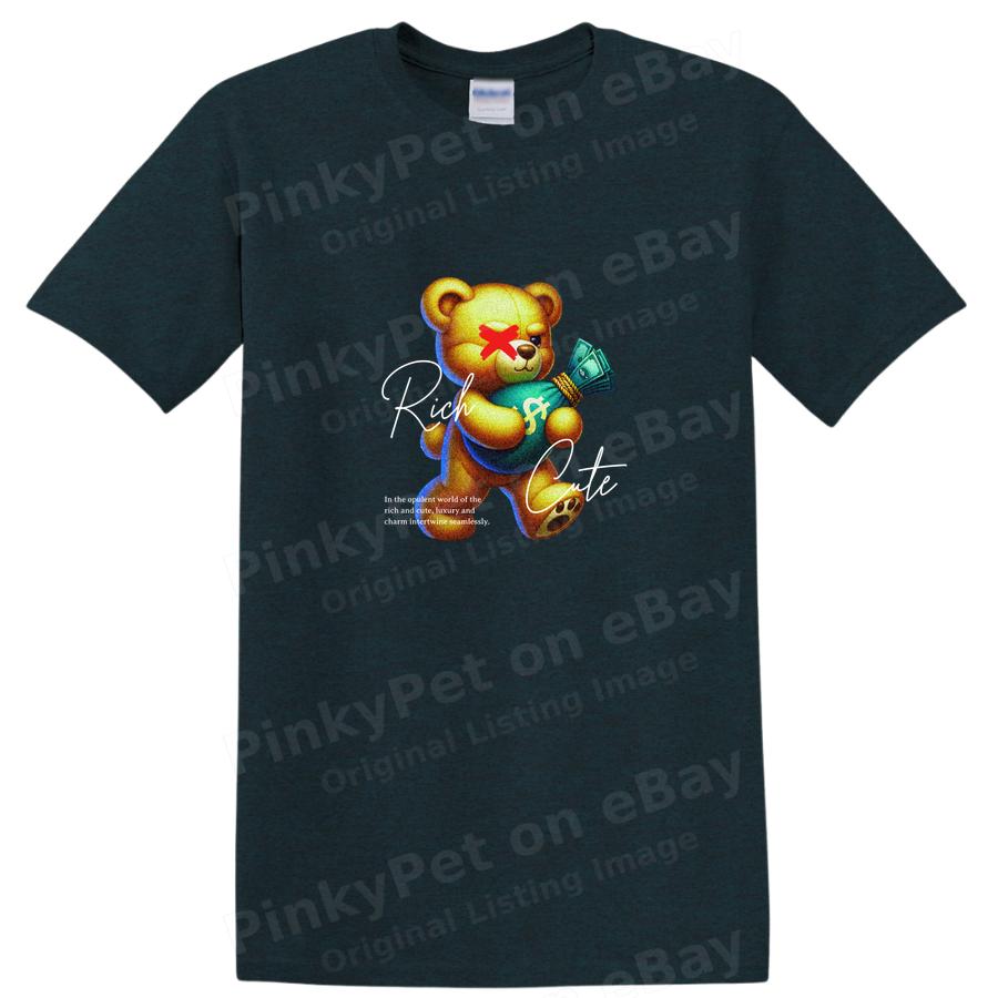 Bear Holding Money Cute Funny Graphic T Shirt Casual Tee for Adults Kids