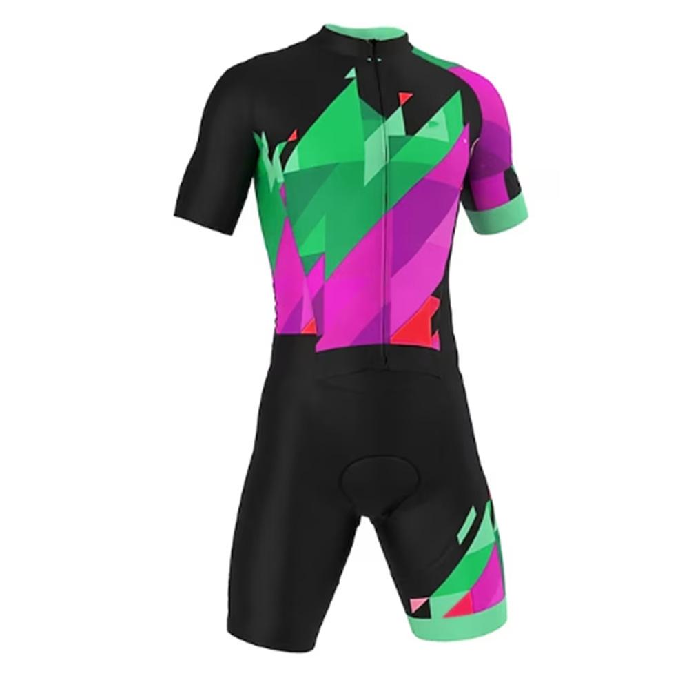 Men's and Women's Summer Short-sleeved Triathlon Onesie Blue and Red Color Matching Cycling Clothes Cycling Clothes