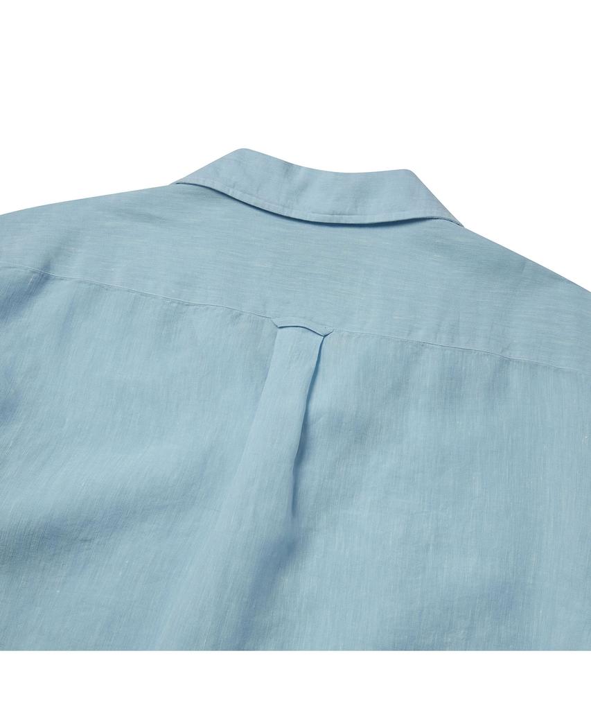 PRODESHIRT [Полуоверсайз] Кубинская льняная рубашка с открытым воротником (Небо)