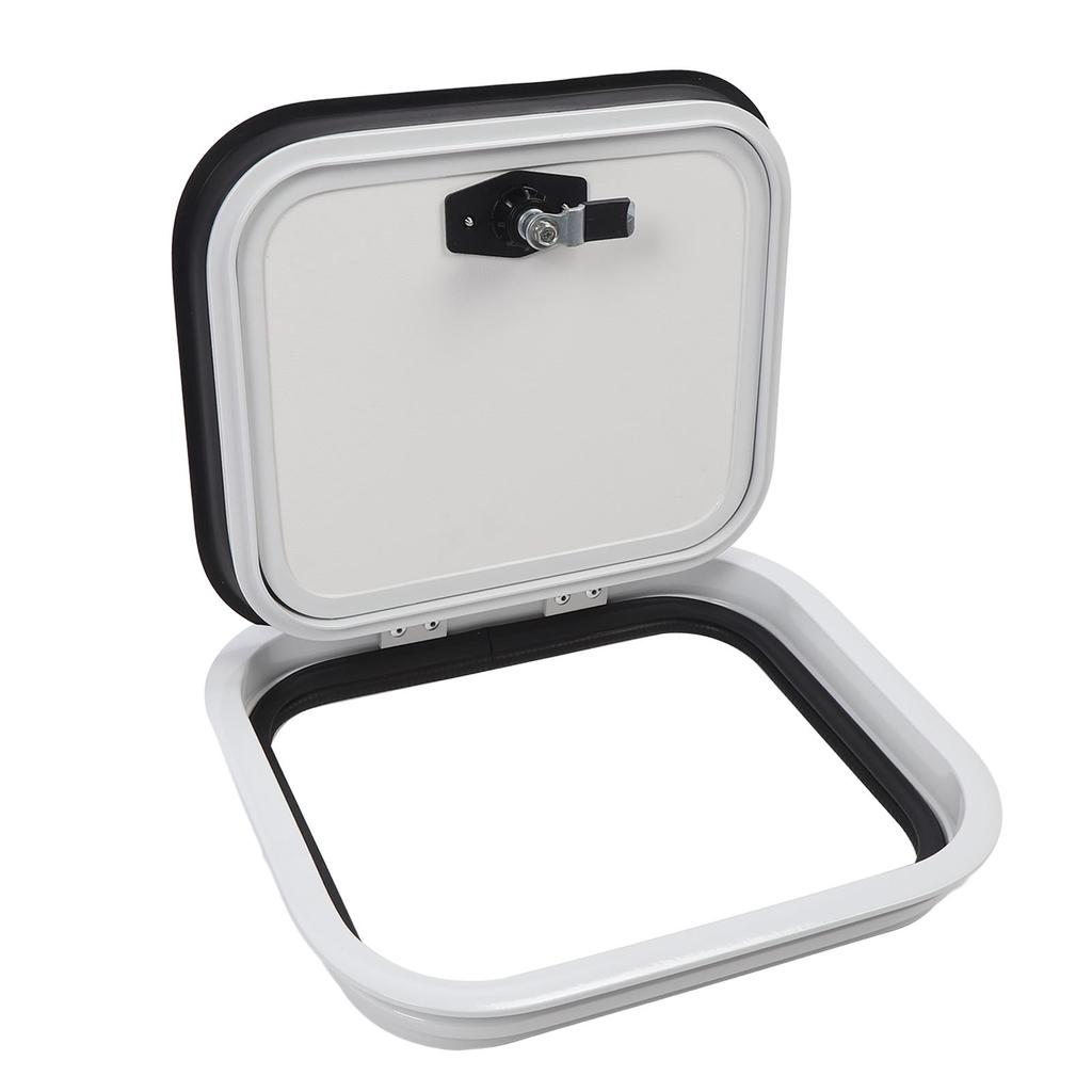 RV Storage Hatch Door with Lock 13.66x11.61 Inch Surface Mount Aluminum Alloy Square RV Baggage Door for Motor Home