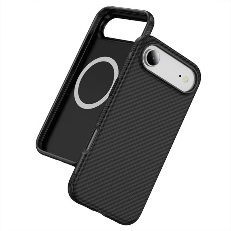 Прозрачный чехол для телефона с матовым рисунком из углеродного волокна для IPhone 17Air 16E 15 14 Plus 13 12 Pro Max, с магнитной зарядкой, противоударный, защитный чехол
