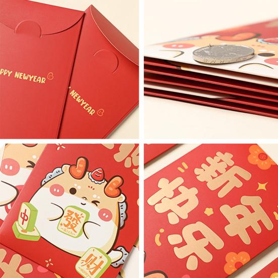 6 шт. китайские новогодние красные конверты с рисунком дракона хорошие благословляющие буквы традиционные китайские красные конверты