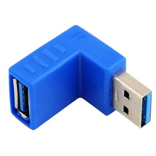Угловой адаптер переходник SUNROZ 3.0 USB Male - USB Female, UP Blue (B48539)