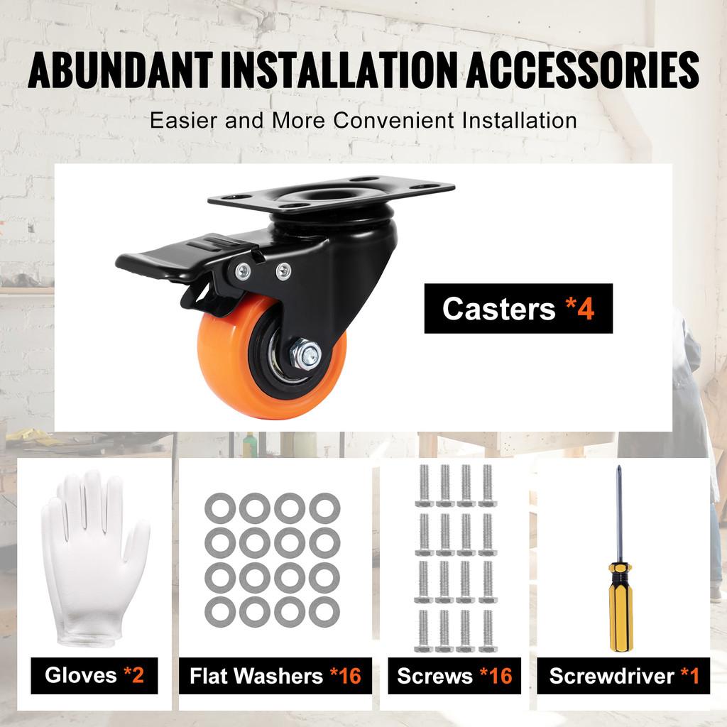 2/3/4/5/6-дюймовые колеса с двойной блокировкой из ПВХ для безопасности, колеса для тележки, мебели, верстака, вспомогательный инструмент для перемещения, поворотные колеса с пластиной