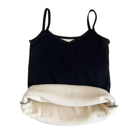 Women Sleeveless Thermal Tank Top Spaghetti Strap Fleece Lined Underwear Top Warm Camisole Base Layer