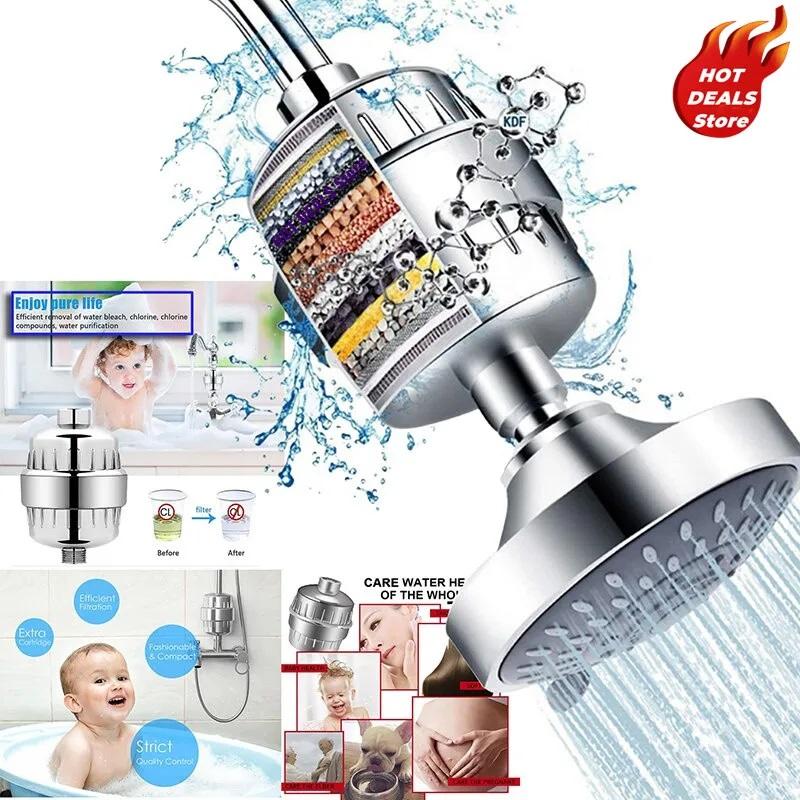 15-ступенчатый фильтр для воды для душа, фильтрация кухонного крана, удаление хлора, фильтрация тяжелых металлов, душевая насадка, смягчение жесткой воды