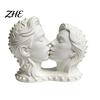 Artistic Desktop Collection 3D Printed Couple Kissing Head Sculpture, White Modern Art Statue for Home Living Room Bedroom, Minimalist Desk
