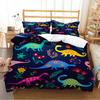 Friendly Prehistoric Pals Bedding Set-Dino Print Duvet Cover&Pillowcases,for Exploring Imaginary Worlds,Cozy Gift for Explorers