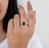 Black Onyx Rope Bazel Oval Statement Ring, 925 Solid Sterling Silver, Minimalist Everyday Wear Ring