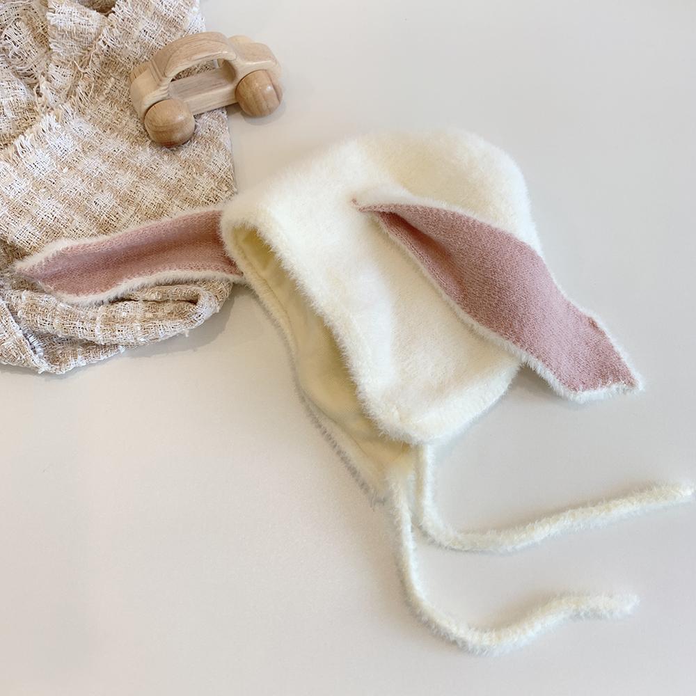 Cute Baby Hat Winter Long Rabbit Ears Soft Plush Warm Cap Kids Girls Rabbit Fur Skullies Beanies Knitted Hat Toddler Bonnet