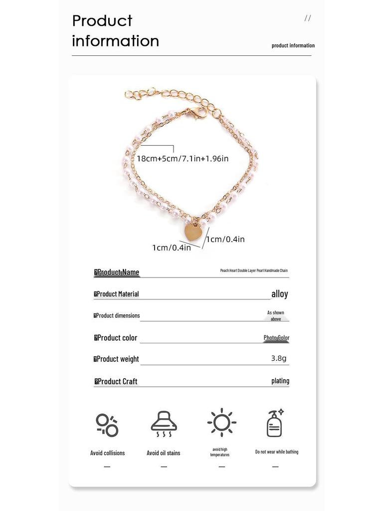 Vintage Double-Layer Heart Pearl Bracelet - Chic & Unique Retro Pearl Jewelry