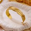 Boho Vintage Stainless Steel Feather Texture Open Cuff Bangle for Women Lightweight Nature Inspired Adjustable Bracelet
