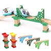 Children's Toy Gift Wooden Colored Pier Double Bridge Track Accessories Compatible with Electric Trains and Wooden Track S P095