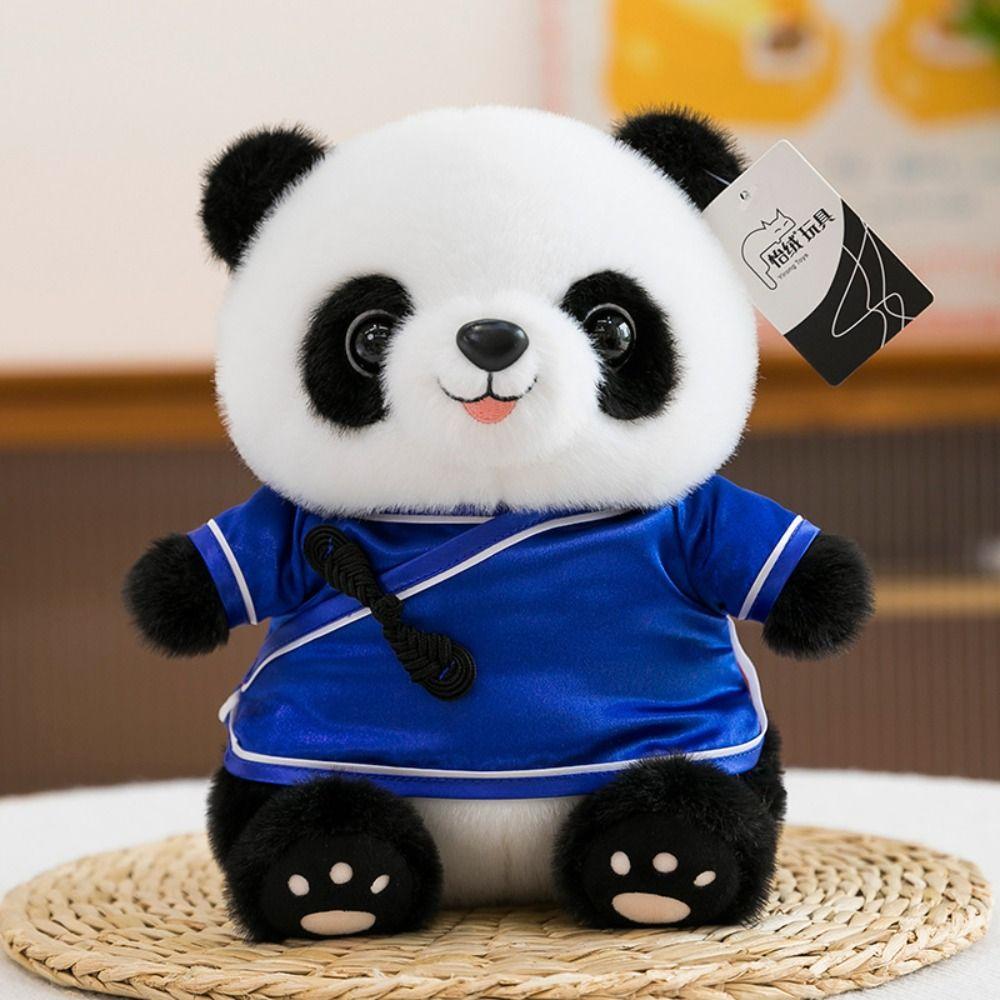 Chinese Style Panda Plush Toy Silk Hanfu Stuffed Animal Toys Plush Panda Pendant Xmas Present