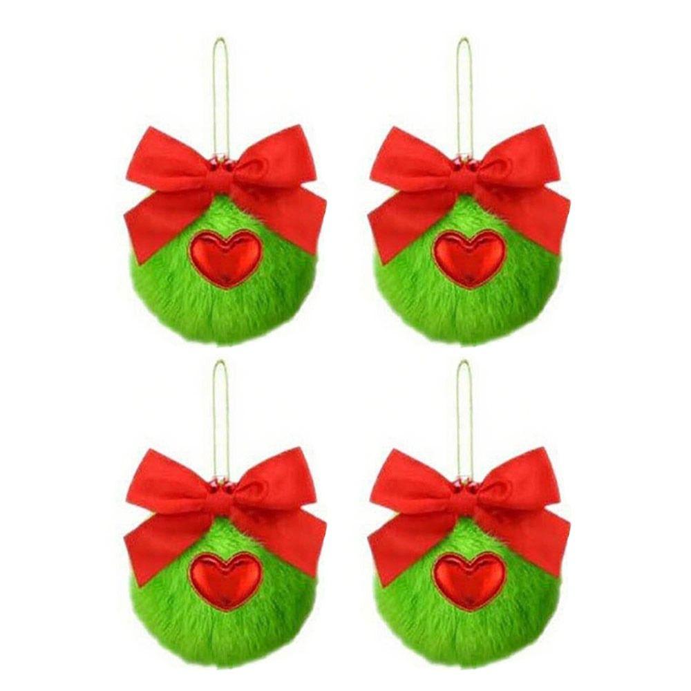 4pcs Green Furry Christmas Tree Decor Novice-friendly Festive Atmosphere Festive Decorations Fun Design Holiday Style