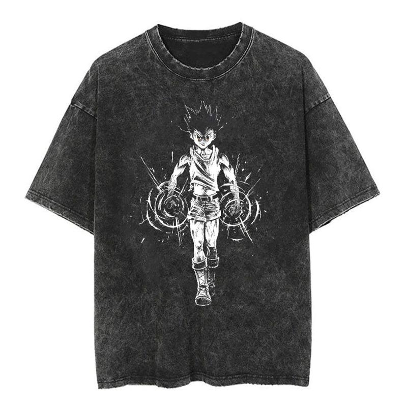 Graphic Vintage Acid Wash Cotton Tees for Men Women Casual Oversized TShirt Summer Workout Fitness Short Sleeve Tops Streetwear