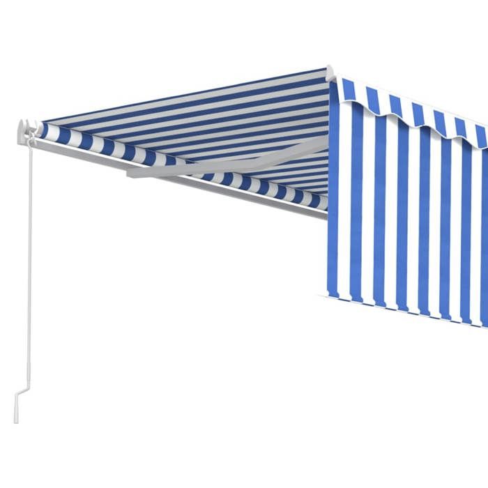 Maison Exclusive - Auvent manuel rétractable avec store 4x3 m Bleu et blanc