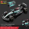 Ббураго 1:Масштаб 43 Mercedes-AMG F1 W15 W16 Формула 1 Гоночный автомобиль Литая модель из сплава Симуляция Транспортное средство Коллекционный Подарок для Детей