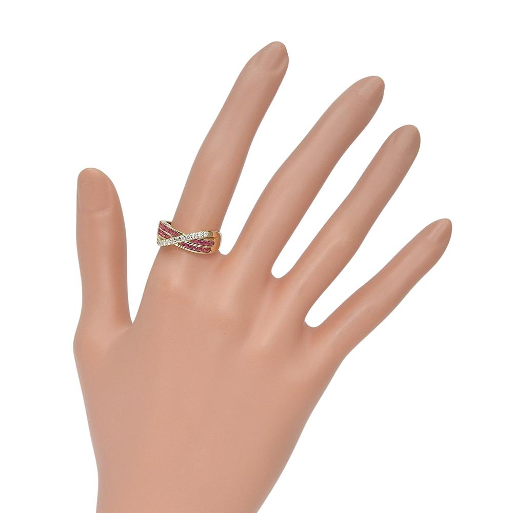 Ring K18 yellow gold/Ruby/diamond #7.0(US Size) 4.4g Women Used