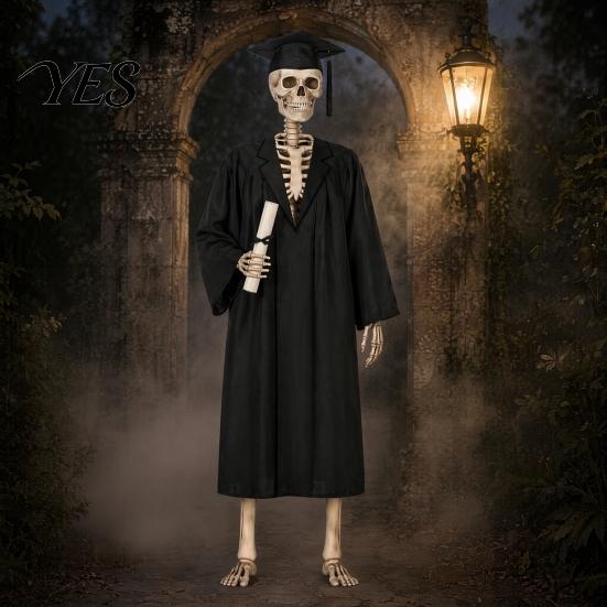 Garden Skull Decor Costume Set, Easy-to-Wear Outdoor Skeleton Outfit, Reinforced Breezy Weather Stitching Durable Cosplay Costume, for Home Courtyard