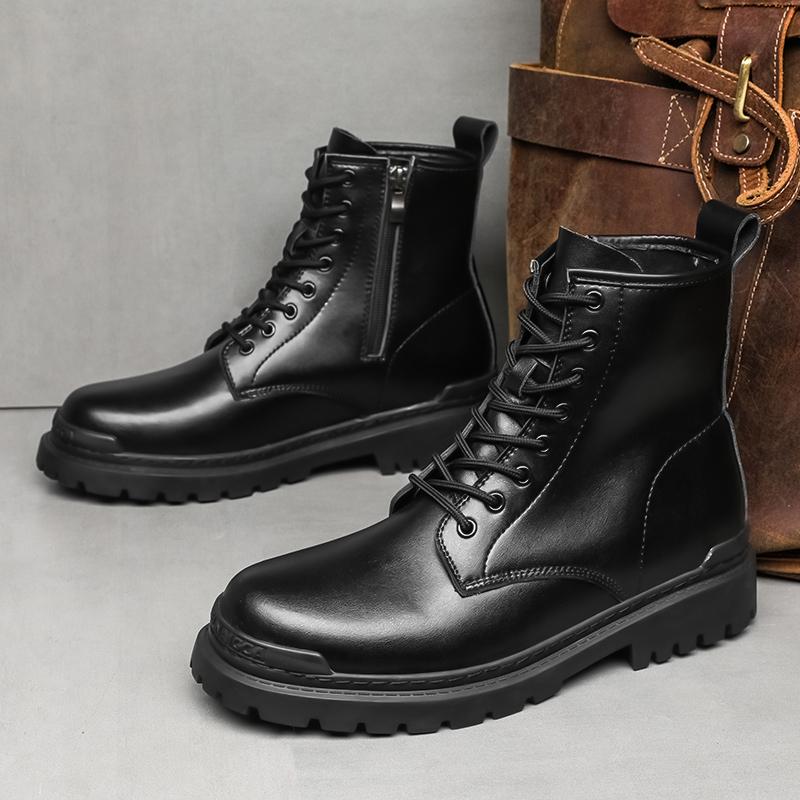 Мужские ботинки ретро-качества из натуральной кожи, деловые ботинки на шнуровке, однотонные, мужские военные тактические ботинки, черные, повседневные туфли, размер 38-45