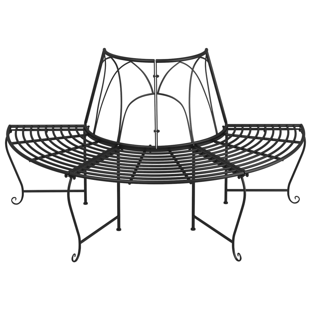 Semi Circular Tree Bench Ø159 cm Black Steel