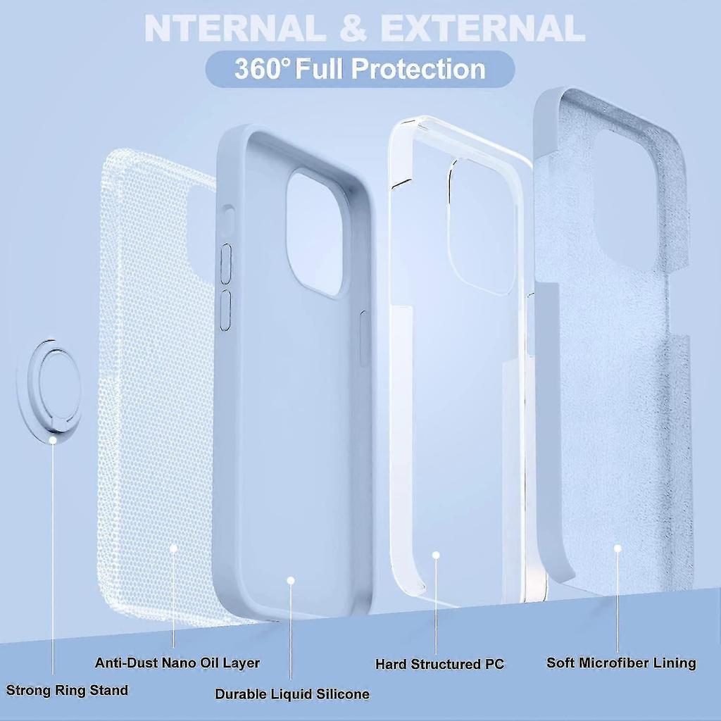 Compatible With Iphone 14 Pro Max Case With Ring Kickstand | Liquid Silicone | Microfiber Linner |anti-scratch Full-body Shockproof Protective Cases F