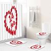 Love Valentine'S Day Shower Curtain Floor Mat Four-Piece Set Bathroom Non-Slip Door Mat Bedroom Carpet