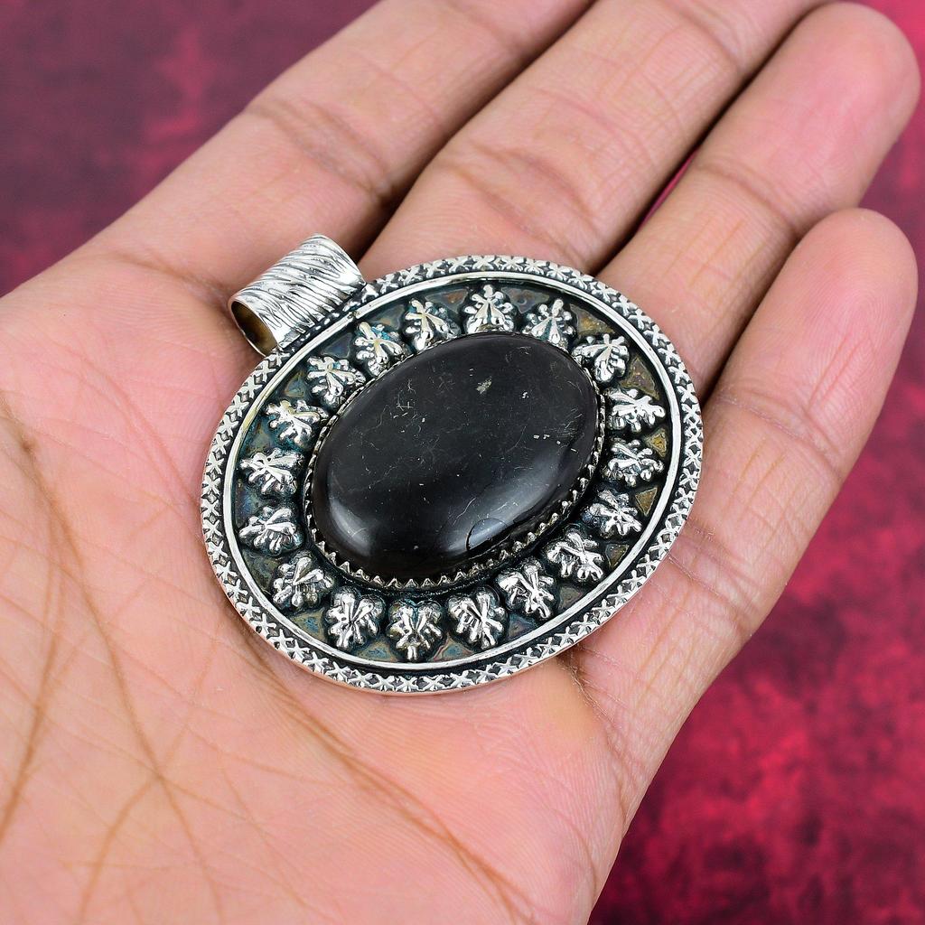 Подвеска из шунгита, ювелирные изделия из стерлингового серебра 925 пробы, подвеска ручной работы, на День Благодарения