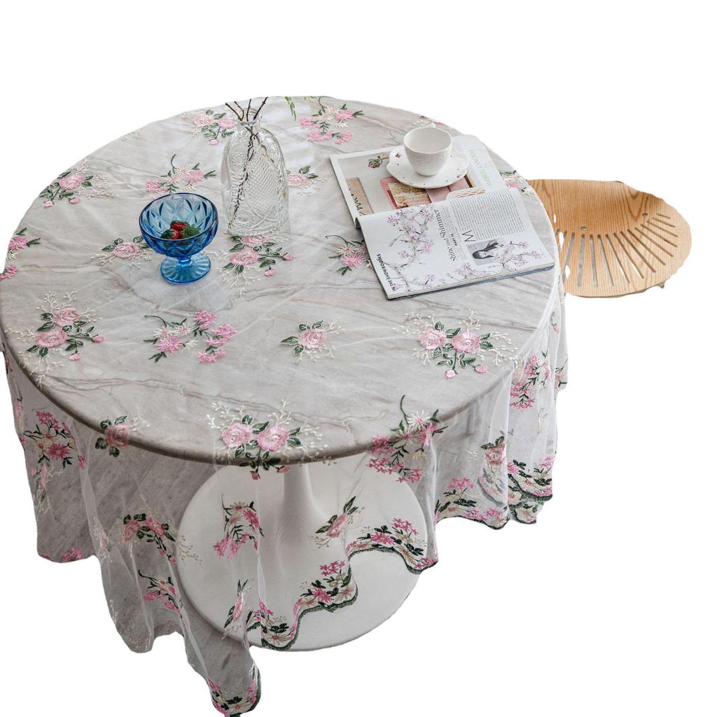 Imanqi Yun Розовая скатерть с цветочной вышивкой и фон для фотосъемки торта
