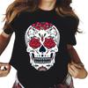 Harajuku Women's T-shirt Fashion Horror Skull Print Personality T-shirt Daily Casual Short Sleeved Unisex Top