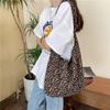 Trendy Leopard Print Buckle Oblique Span Bag Large Capacity Shoulder Shopping Bag Student Canvas Bag Women