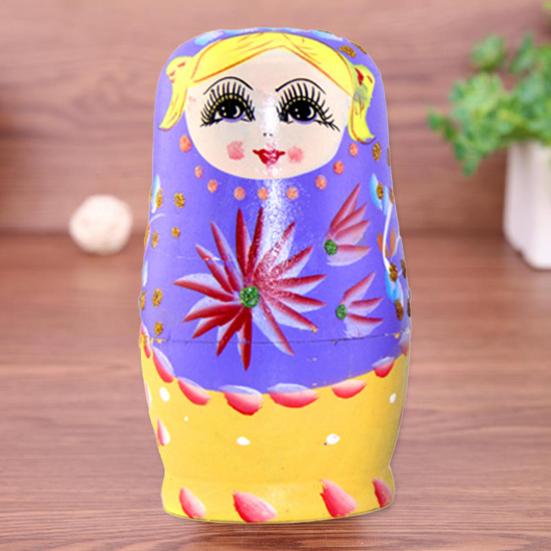 1 Set Nesting Doll Unique Pattern Wear Resistant Wood Girls Russian Stacking Dolls Desktop Decor for Home