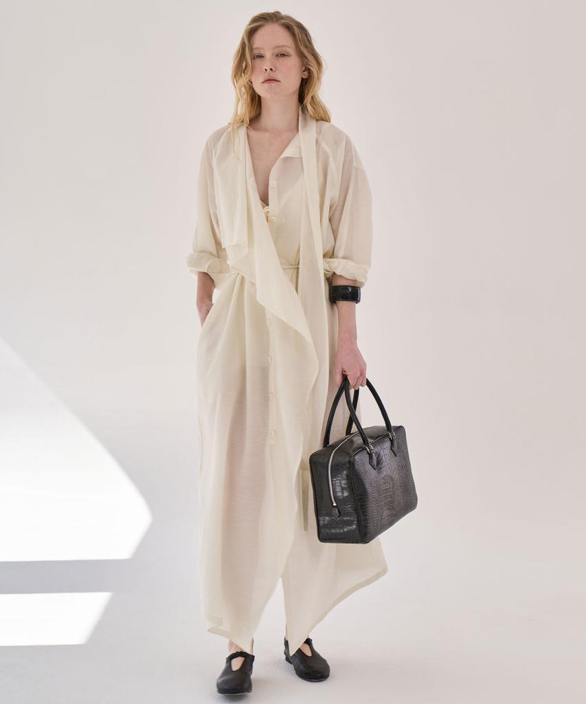 Grida J Sheer Drape Maxi French Dress_Ivory
