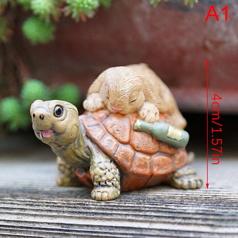 1Pc Mini Countryside Turtles Rabbits Hedgehog Statues Sculptures Yoga Figurine Living Room Home Fish Tank Decor Desk Ornaments