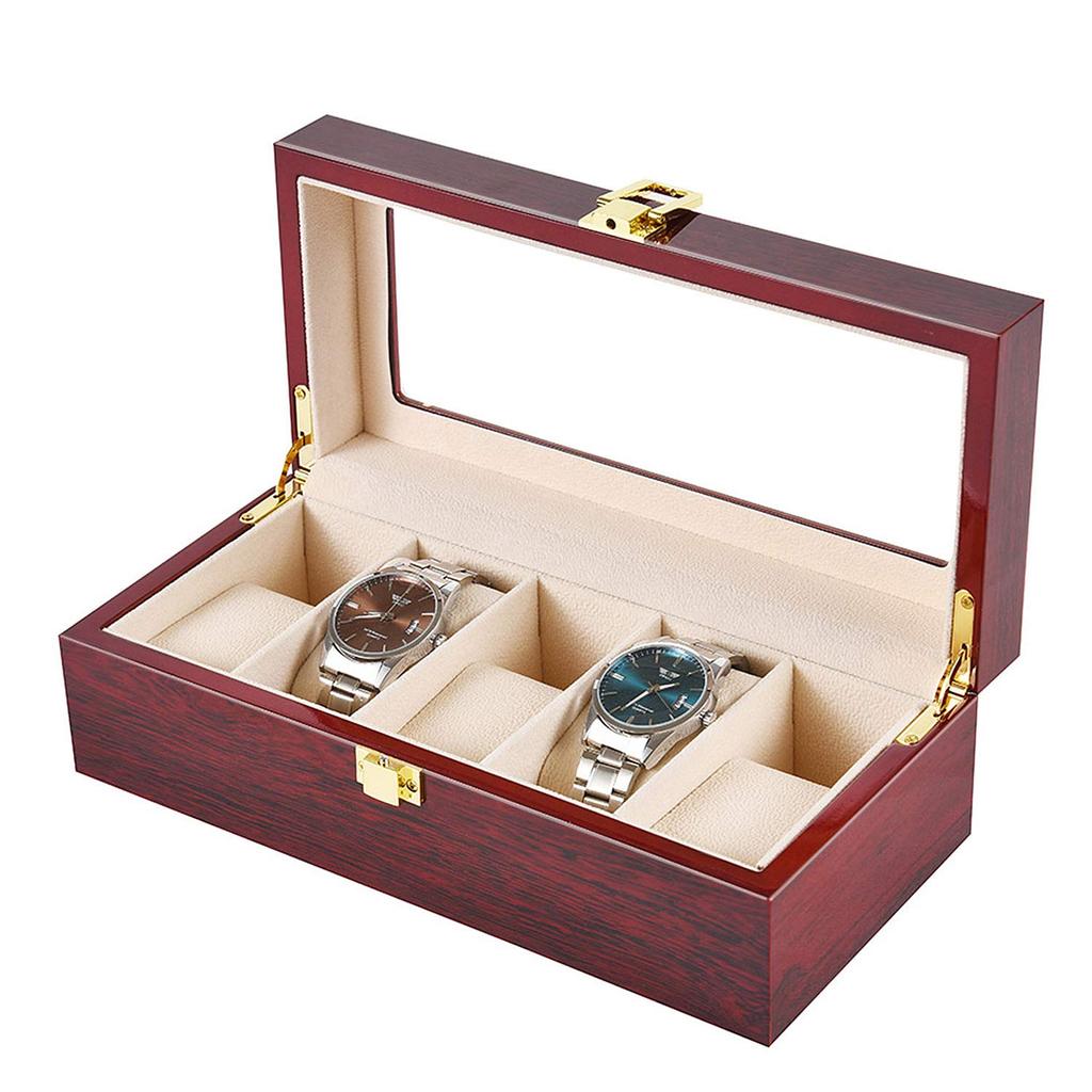 Insputer Watch Storage 5 Watches Storage Birthday Wooden Over the Luxury Collection Watch Respect for the Aged Gift Compatible Casio CASIO Citizen