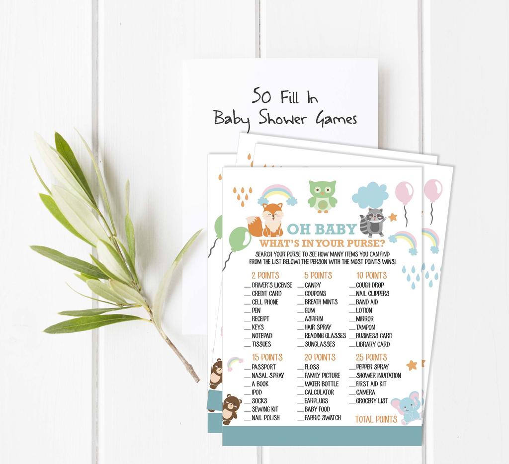 Inkdotpot Jungle Animals Baby Shower Game Set Of 50 BabyA AlphabetA ABCA Game Ita s A Boy Ita s A Girl Party