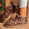 2025 Women's Leopard Print Fleece-lined Snow Boots: Warm, Fashionable, Simple Flat Heel, Winter Footwear
