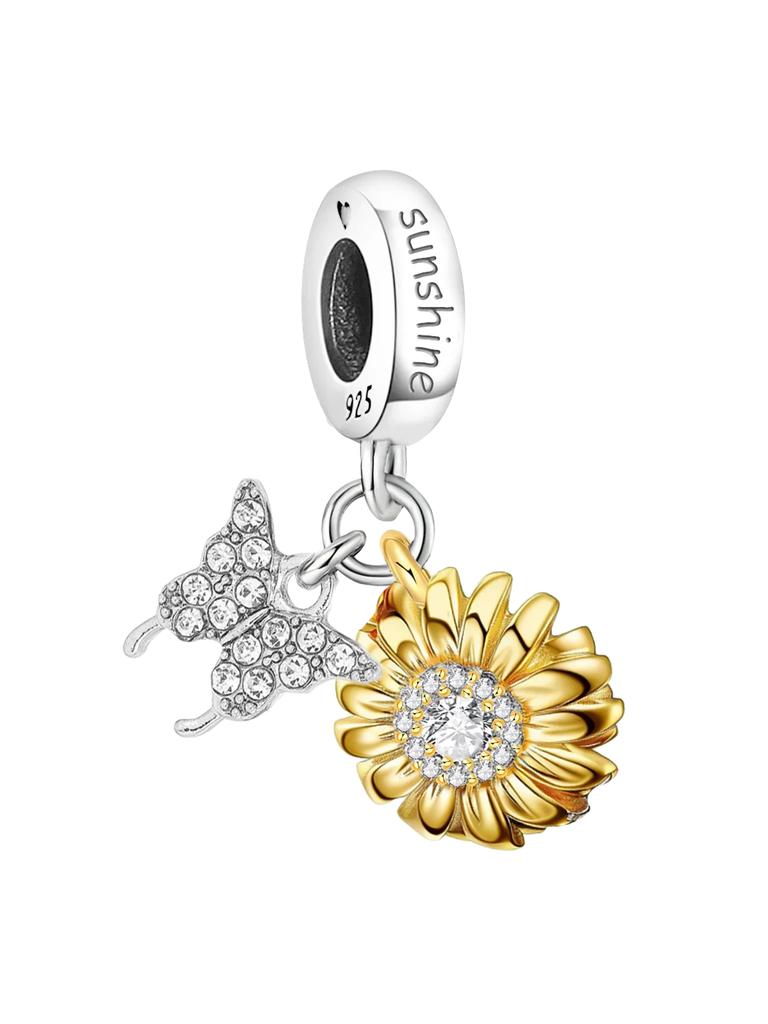 Медь Букет цветов Бабочка Любовь Сердце Шармы Бусина Сделай сам Браслет Браслет Изготовление Подарок Высокое Качество Изысканные Ювелирные Изделия