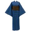 Kyoto Kimono Yuzen Denim Kimono, Komon, Lightweight, Soft, Washable, Single-Layer Kimono, Ready-to-Wear (Blue, Size M, with Bachi Collar)