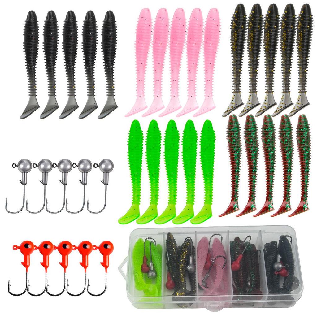 Бионический набор мягких приманок Topmouth Culter с крючком с джиг-головкой и Т-образным хвостом