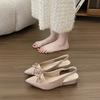 Pink Bag Head Sandals Women's 2025 New Bow Back Empty Fashion Versatile Pointed Single Shoes French Style