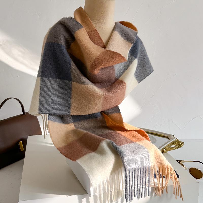 100% Wool Australian Pure Wool Plaid Scarf Winter Versatile Warm Couple Scarf