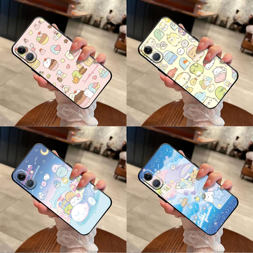Милый мультяшный Sumikko Gurashi Для iPhone 13,17,11,12,16,14,15,Plus,Pro Max Мягкий силиконовый черный чехол для телефона