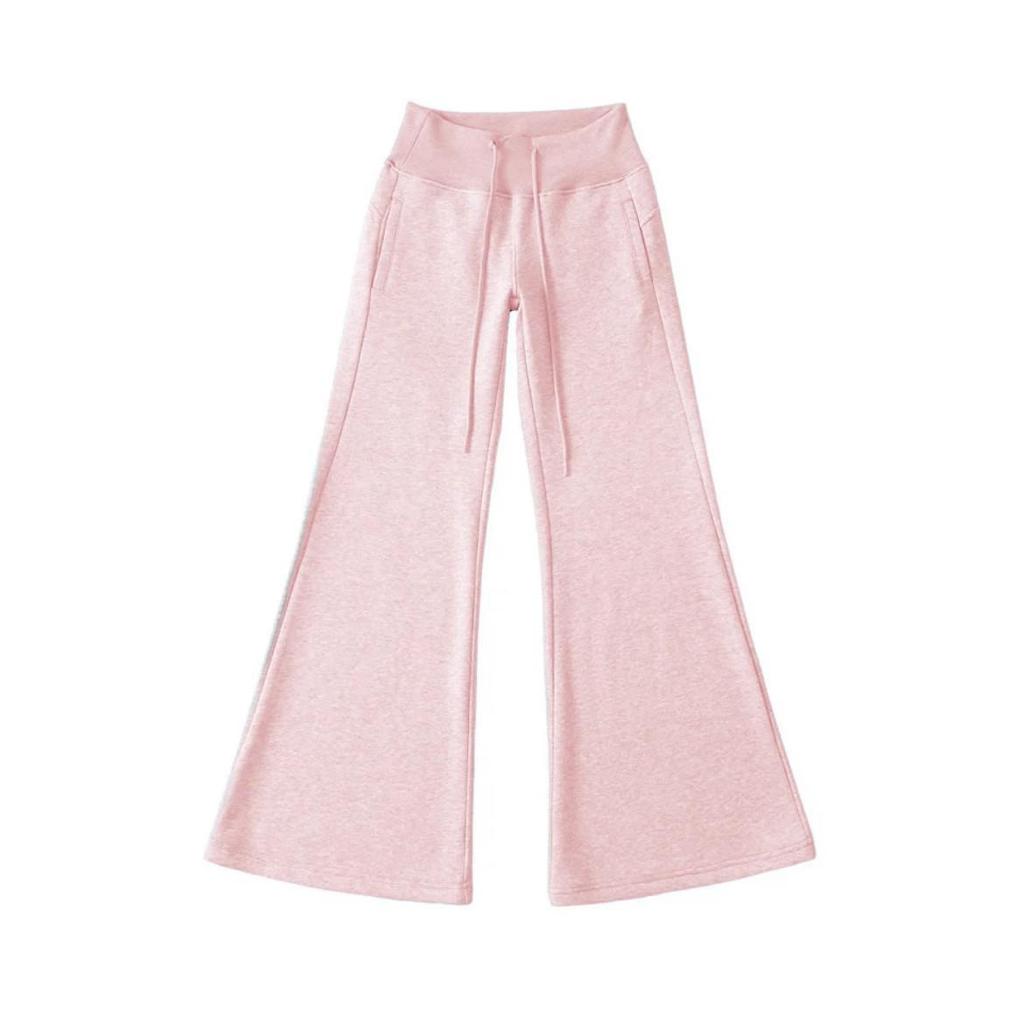 Women's Slim-Fit Pink Micro-Flared Yoga Pants - Versatile, Floor-Length Design