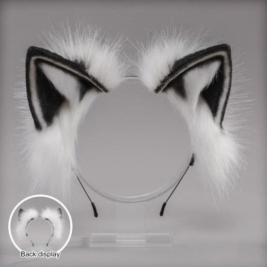 Повязка на голову из искусственного меха лисы с кошачьими ушками в плюшевом стиле для ролевых игр, переодевания, ручной работы, повязка на голову, реквизит для косплея