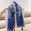180*90cm Large Boho Scarf for Women Cotton Feel Lightweight Floral Printed Scarves Tassels Fashion Fringed Shawl Wraps