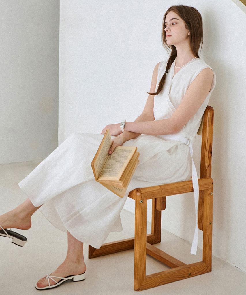 Slow Lolly Soft Wrap Sleeveless Dress_2 Colors
