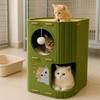Домик для кошек для домашних кошек – 2-ярусный кошачий кондо-пещера с плюшевым мячиком, мягкой подушкой и смотровым отверстием – Уютная кровать для котят и кошачья мебель для игр, отдыха и укрытия